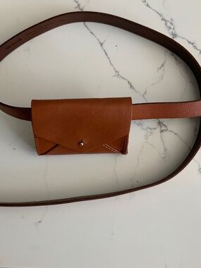 Madewell Leather Belt With Removable Waist Wallet English Saddle M/L